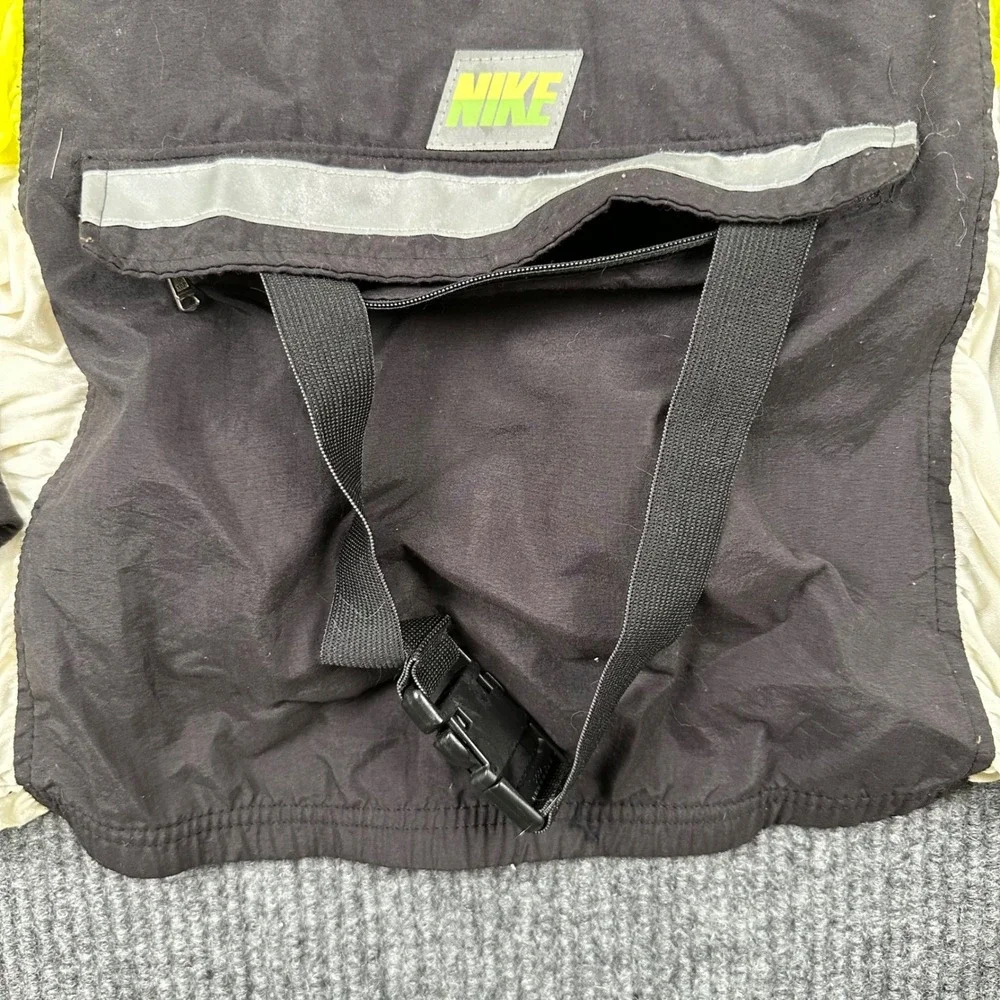 Vintage Nike Cycling Jacket Mens Medium Black Neon Yellow Made in USA Distressed